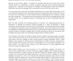 BUSINESS FOR SA EXPRESSES SUPPORT FOR THE NEW ECONOMY