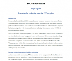 BSA: Buyer's Guide - Procedure for Evaluating Potential PPE Suppliers
