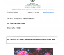 Sector Education and Training Authorities COVID-19 Guidelines 08 April 2020