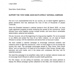 The Presidency: Support the “Stay Home, Save South Africa” National Campaign