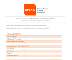 Global Business Services Sector best Practice Guidelines - Health Safety and Operational Procedures