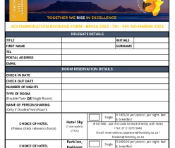 BPESA ANNUAL GBS EVENT ACCOMMODATION BOOKING FORM